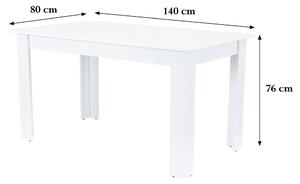 Yorki Standard étkezőasztal 140x80 cm fehér
