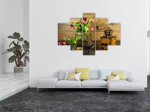 Tulipánok, daráló és kávé képe (150x105 cm)