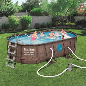 Bestway fémvázas medence, 427x250x100 cm, 7.300 liter, Rattan Swi