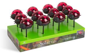 LED-es szolár lámpa - katica - hidegfehér - piros - 75 x 60 x 156 mm