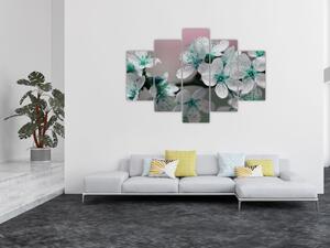 Virágos kép - türkiz (150x105 cm)