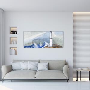 Világítótorony festményének képe (120x50 cm)