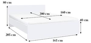 Miami franciaágy ágyneműtartó nélkül 160x200 cm fehér-fehér