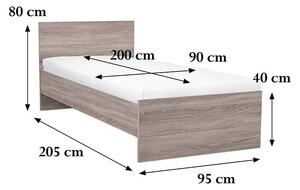 Miami egyszemélyes ágy 90x200 cm yorki tölgy-yorki tölgy