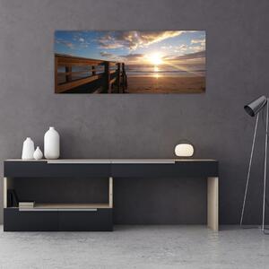 A móló, a strand és a tenger képe (120x50 cm)