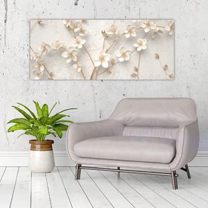 Kép - Arany virág - absztrakt (120x50 cm)