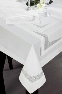 Klara exkluzív asztalterítő kristály díszítéssel Fehér 145x300 cm