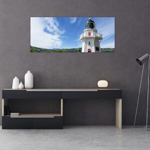 Az Akaroa világítótorony képe, Új-Zéland (120x50 cm)