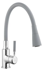 Invena Pogo, magas mosogató csaptelep 2 funkciós, szürke-króm, INV-BZ-80-L05-L