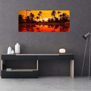 Kép - naplemente az üdülőhely felett (120x50 cm)