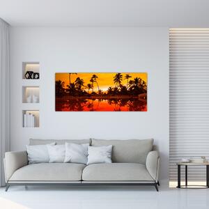 Kép - naplemente az üdülőhely felett (120x50 cm)