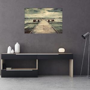 Egy fából készült móló képe a tengeren (90x60 cm)
