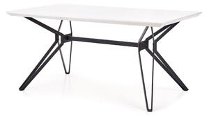 Asztal Houston 466, Fényes fehér, Fekete, 76x90x160cm, Közepes sűrűségű farostlemez, Fém
