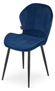 Kék bársony szék TERNI fekete lábakkal