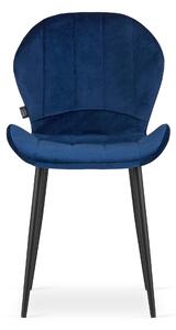 Kék bársony szék TERNI fekete lábakkal