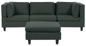 Háromszemélyes kombinálható sötétzöld kárpitozott kanapé ottománnal UNSTAD