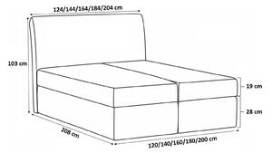 REX kárpitozott ágy - 120x200, barna + INGYENES topper