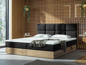 JERSEY kontinentális ágy 180x200 - craft tölgy / fekete + INGYENES topper