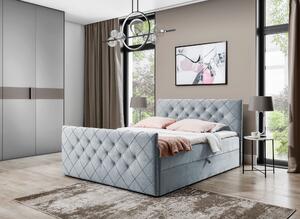 LENKA boxspring ágy - 180x200, világosszürke + INGYENES topper