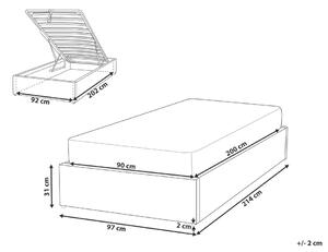 Törtfehér buklé ágyneműtartós ágy 90 x 200 cm DINAN