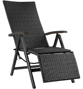 Tectake 404575 összecsukható rattan szék alumínium kerettel és lábtartóval - fekete