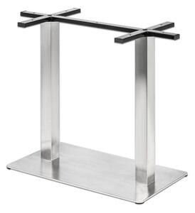 Rozsdamentes acél asztalláb, dupla oszlopos, négyzet alakú bázissal 72 cm magas