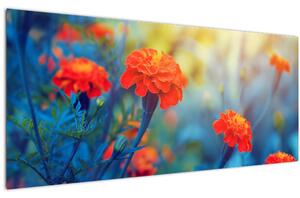 Kép - Narancssárga virágok (120x50 cm)