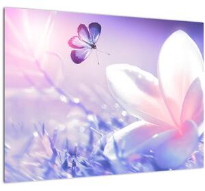 Kép - Pillangó érkezése a virágra (70x50 cm)