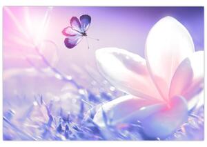 Kép - Pillangó érkezése a virágra (90x60 cm)