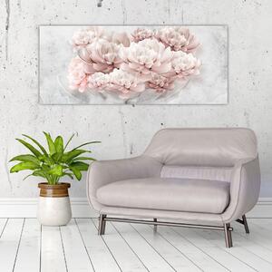 Kép - Rózsaszín virágok a falon (120x50 cm)