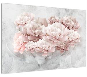 Kép - Rózsaszín virágok a falon (90x60 cm)