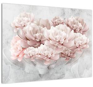 Kép - Rózsaszín virágok a falon (70x50 cm)