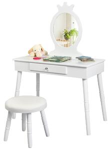 Gyermek fésülködőasztal tükörrel, fehér