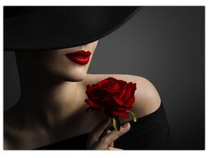 Kép - Nő egy rózsával (70x50 cm)
