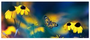Kép - Sárga pillangó virággal (120x50 cm)