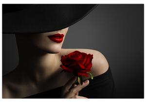 Kép - Nő egy rózsával (90x60 cm)