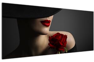 Kép - Nő egy rózsával (120x50 cm)
