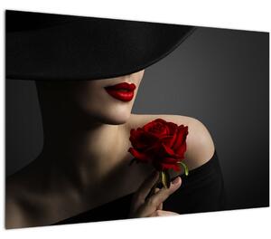 Kép - Nő egy rózsával (90x60 cm)