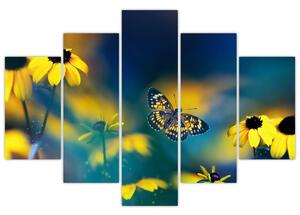 Kép - Sárga pillangó virággal (150x105 cm)