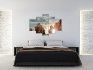 Kép - Naplemente a sziklák felett (150x105 cm)