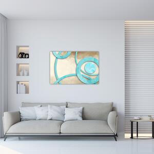 Kép - Kék körök akvarell (90x60 cm)