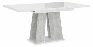 Asztal Goodyear 107, Fényes fehér, Beton, 75x90x120cm, Hosszabbíthatóság, Laminált forgácslap