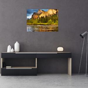 Kép - Sziklák a tónál (70x50 cm)