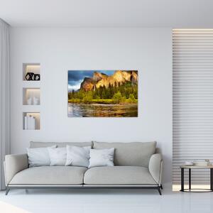 Kép - Sziklák a tónál (90x60 cm)