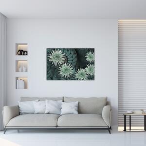 Kép - Zöld virágok (90x60 cm)
