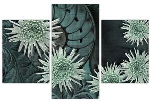 Kép - Zöld virágok (90x60 cm)