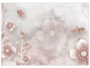 Kép - Rózsaszín virágok (70x50 cm)