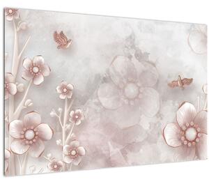 Kép - Rózsaszín virágok (90x60 cm)