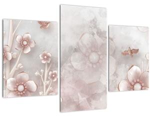 Kép - Rózsaszín virágok (90x60 cm)