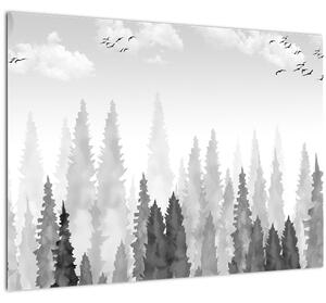 Kép - Erdei csúcsok (üvegen) (70x50 cm)